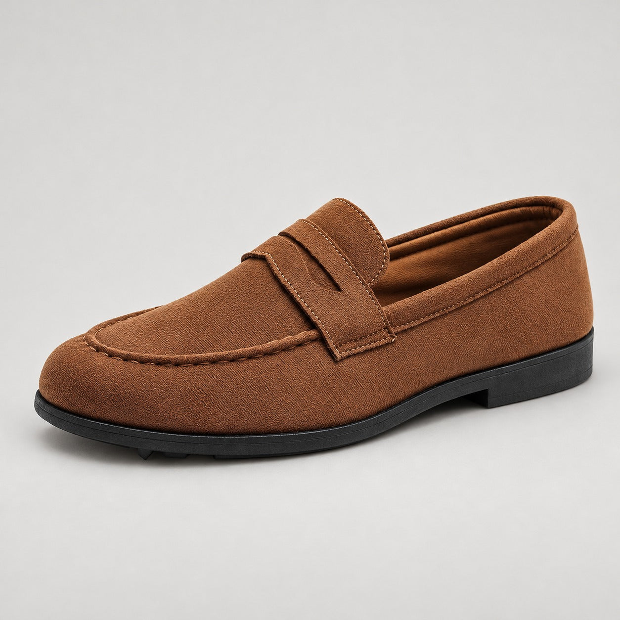 Suede-Look Penny Loafers – Men – Brown – side